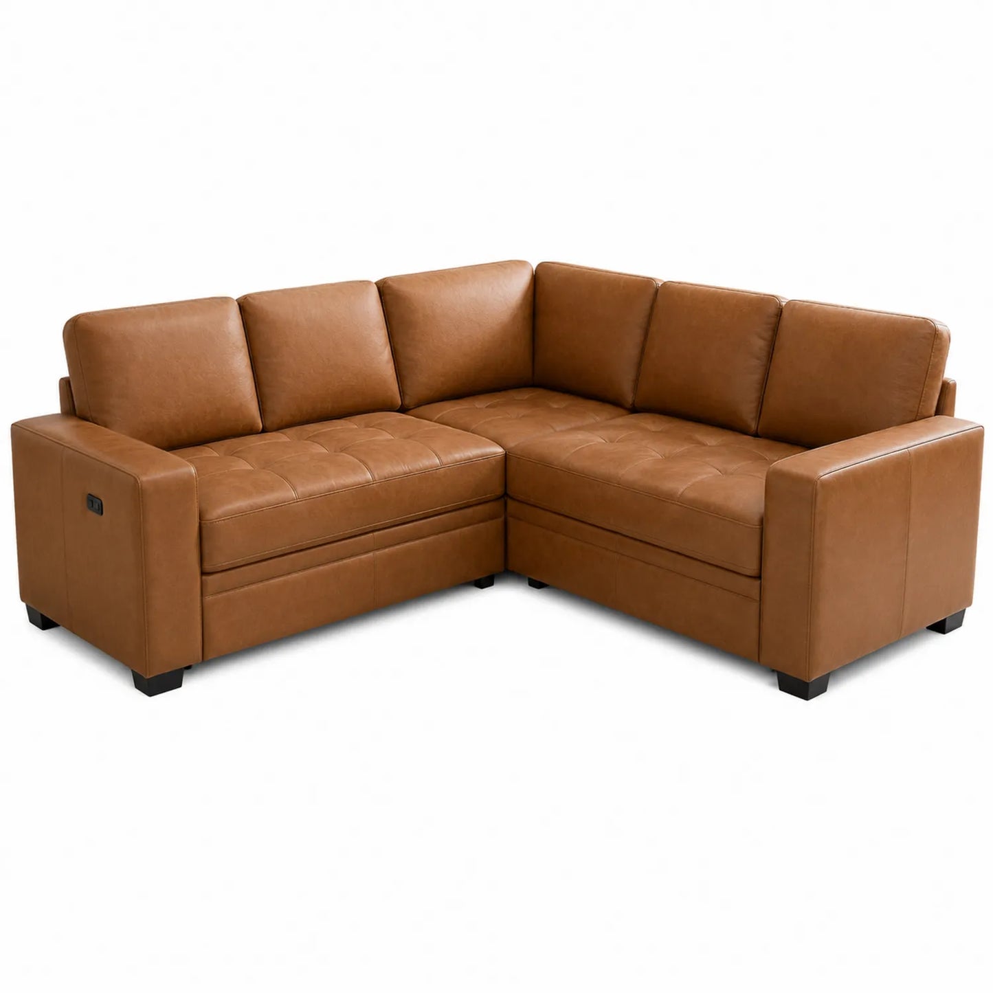 Sofá Esquinero de Cuero Sintético Marrón 250x150x90 cm