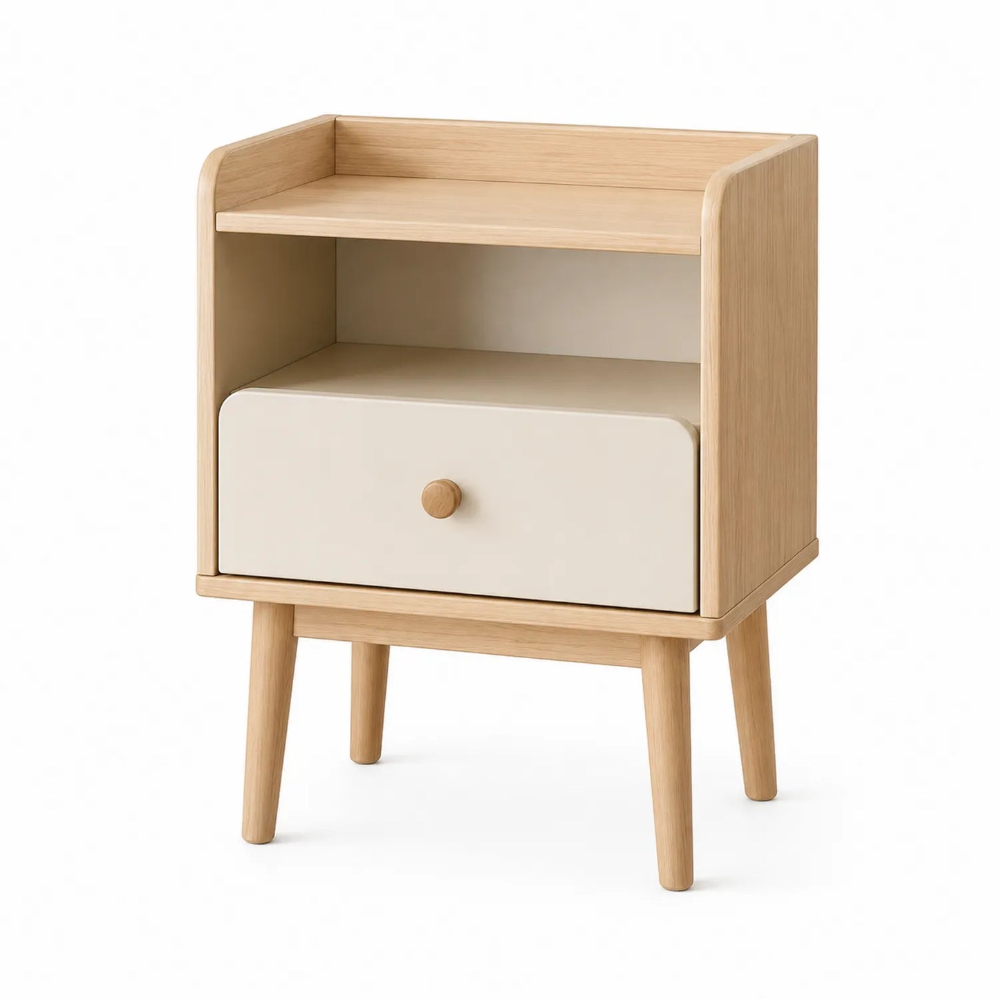 Mesita de Noche de Madera de Roble y MDF 45x35x60 cm