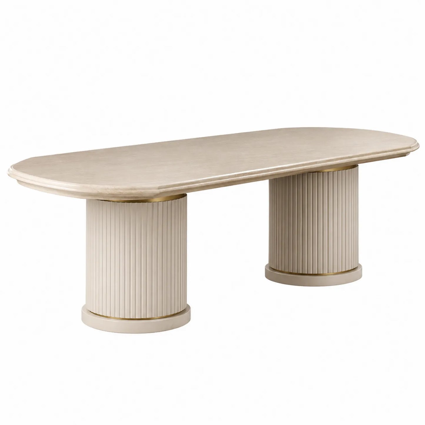 Mesa de comedor ovalada de mármol y metal 200x90x75 cm Beige