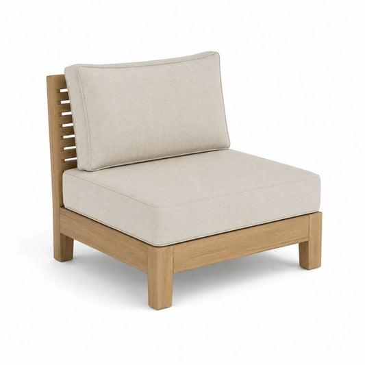 Silla de Teca con Cojín de Poliéster Beige 75 cm