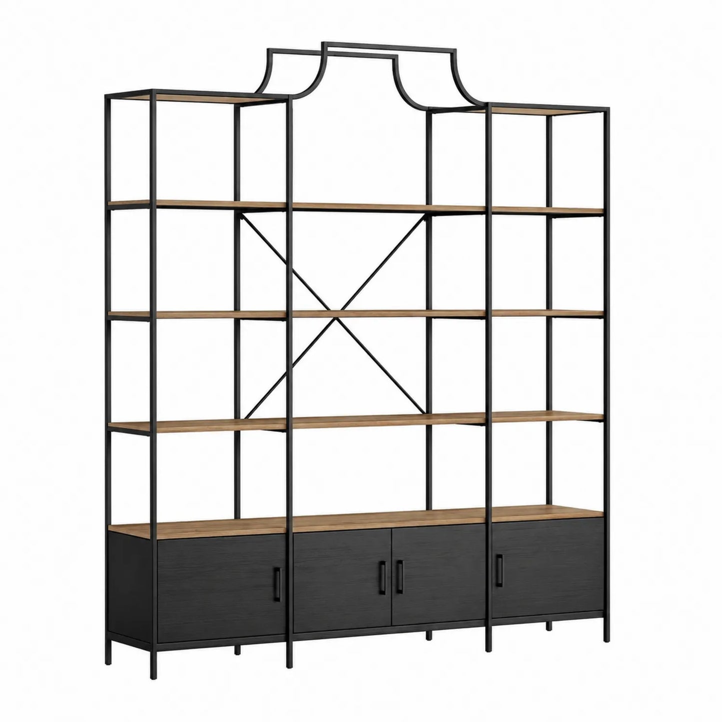 Estantería de Metal con Estantes de Madera Negro 200cm x 180cm x 40cm