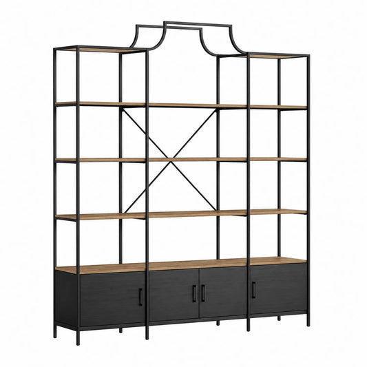 Estantería de Metal con Estantes de Madera Negro 200cm x 180cm x 40cm