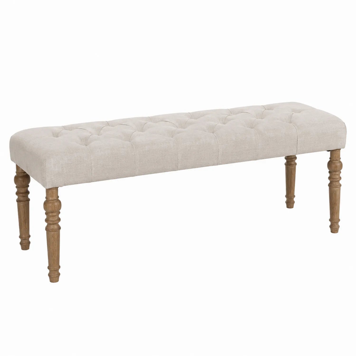 Banco de Madera Maciza y Lino Beige 120x40x45 cm