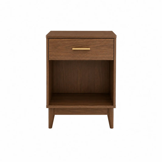Mesita de noche de madera de nogal 1 cajón 60x40x35cm