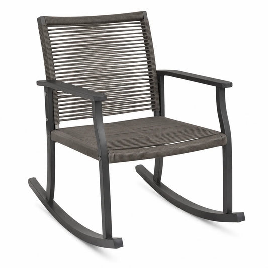 Silla mecedora de aluminio y cuerda poliéster gris