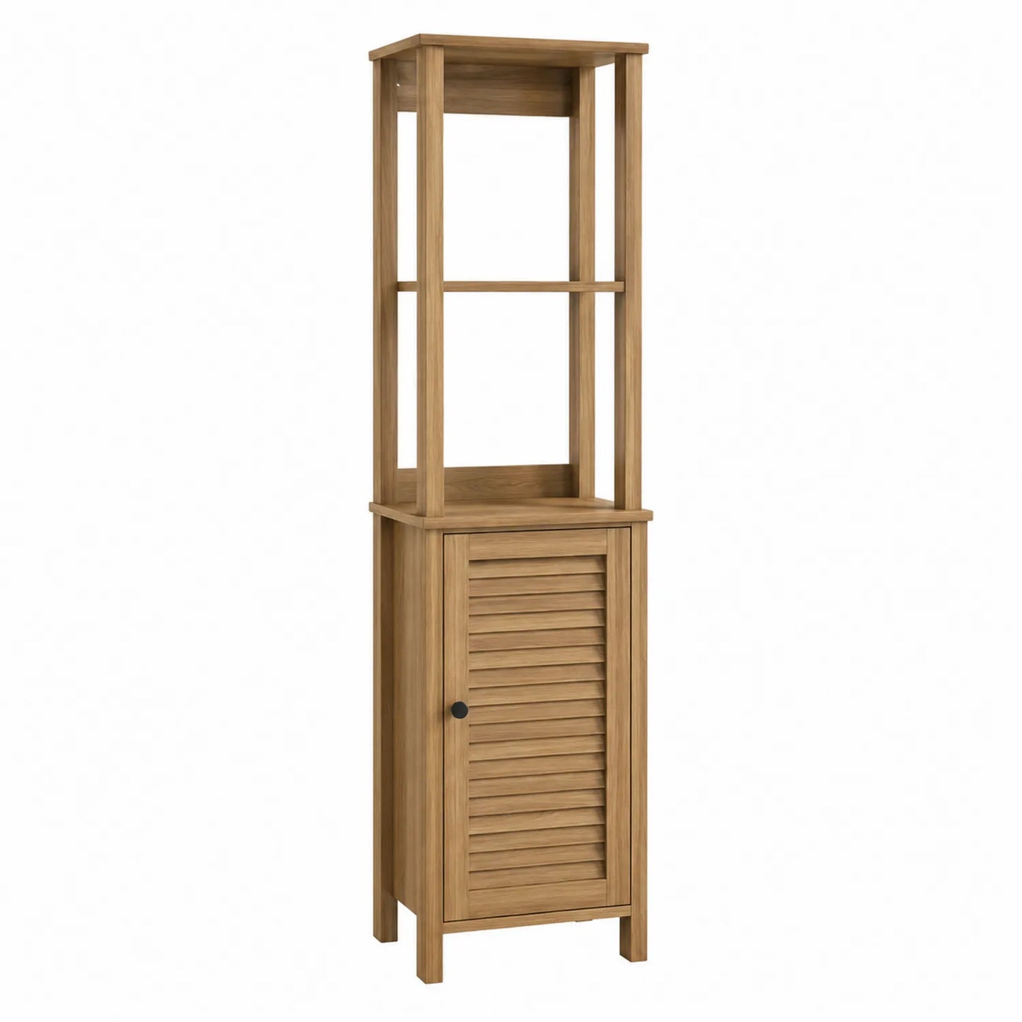 Estantería de madera de pino con puerta y estantes abiertos Color Marrón